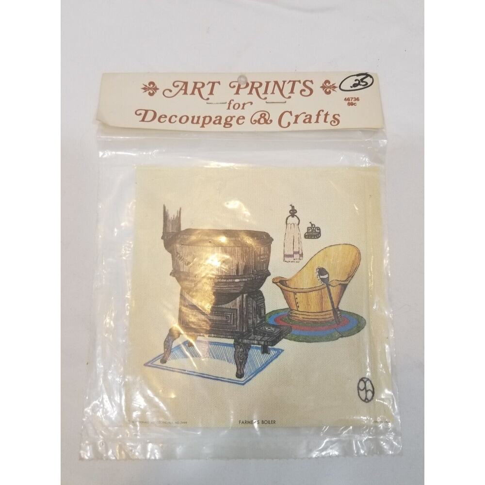 Vintage 1973 Creative Notions International Art Prints Farmer's Boiler NEW